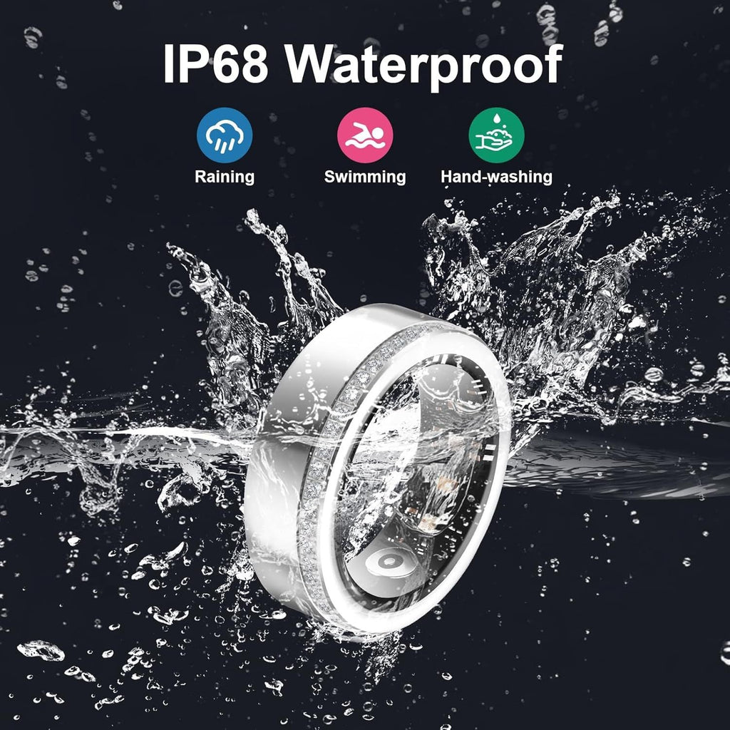2025 New Smart Ring Elegant Smart Jewelry for Women, Luxury Diamond Fitness Ring with Visible Circuitry Design, All-Day Health Monitoring, IP68 Waterproof, iOS Android Compatible