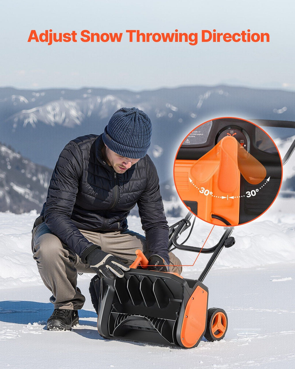 Electric Snow Shovel, 12A 17 inch Corded Snow Shovel, 60° Adjustable Chute, 20 ft Throwing Distance, Snowthrower with Dual Safety Switch, Winter Ice Removal Tool for Driveway Sidewalk Patio