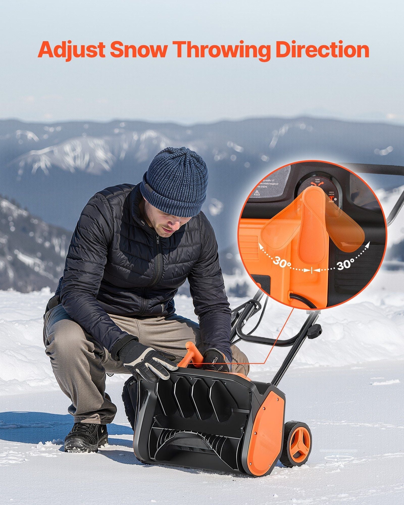 Electric Snow Shovel, 12A 17 inch Corded Snow Shovel, 60° Adjustable Chute, 20 ft Throwing Distance, Snowthrower with Dual Safety Switch, Winter Ice Removal Tool for Driveway Sidewalk Patio