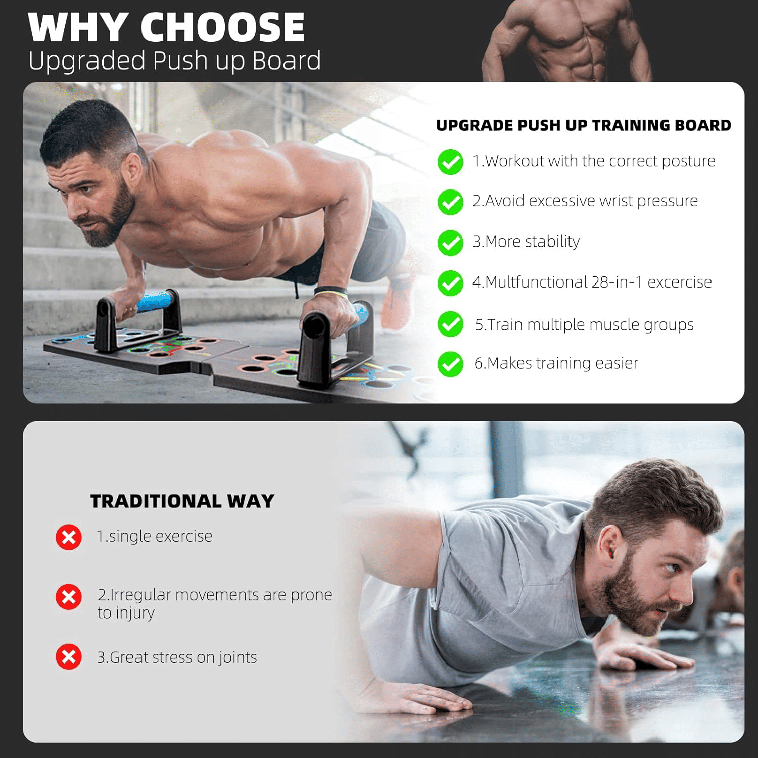 28 in 1 Push Up Rack Board System Fitness Workout Train Home Gym Exercise Stands