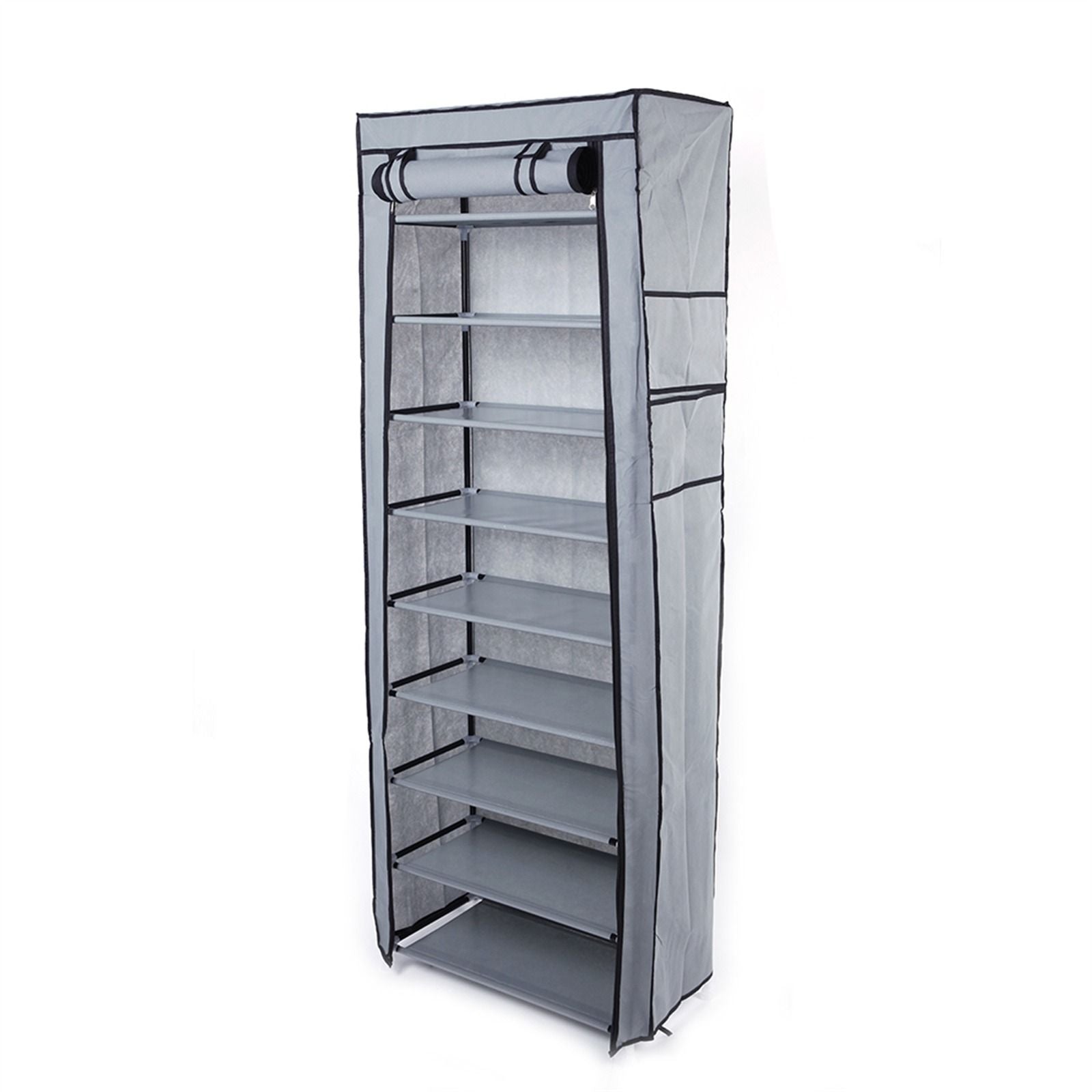 10 Tier Shoe Rack for 30 Pairs Freestanding Modular Organizer with Black Gray Tubes and Fabric Shelves Space Saving Shoe Storage for Entryway Closet Dorm Room Random New or Old Style