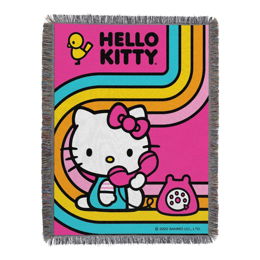 HELLO-KITTY - LETS CHAT Woven Tapestry Wall Hanging