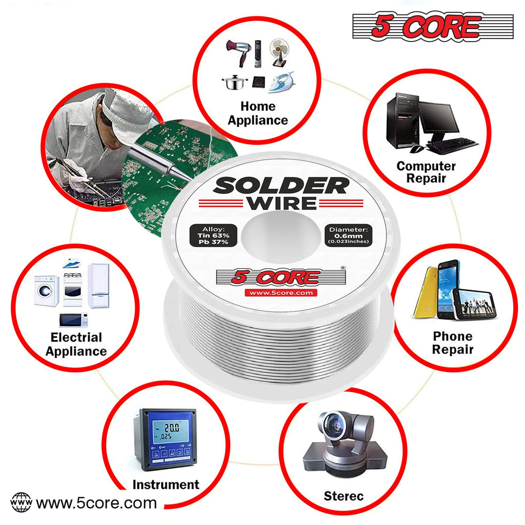 63/37 Rosin Core Solder Wire - 50g Tin/Lead Alloy for Precision Soldering