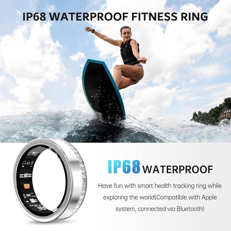 2025 New Smart Ring Elegant Smart Jewelry for Women, Luxury Diamond Fitness Ring with Visible Circuitry Design, All-Day Health Monitoring, IP68 Waterproof, iOS Android Compatible