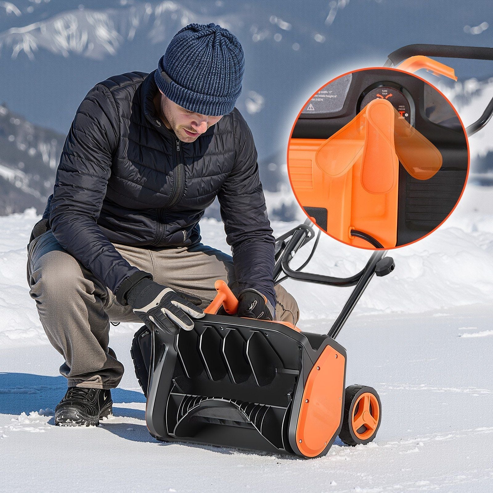 Electric Snow Shovel, 12A 17 inch Corded Snow Shovel, 60° Adjustable Chute, 20 ft Throwing Distance, Snowthrower with Dual Safety Switch, Winter Ice Removal Tool for Driveway Sidewalk Patio