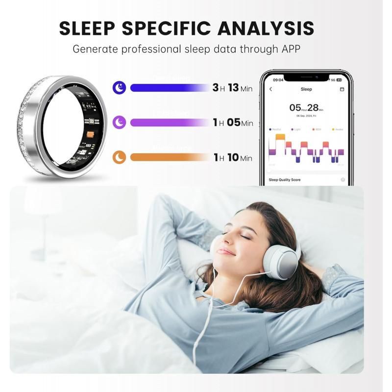2025 New Smart Ring Elegant Smart Jewelry for Women, Luxury Diamond Fitness Ring with Visible Circuitry Design, All-Day Health Monitoring, IP68 Waterproof, iOS Android Compatible