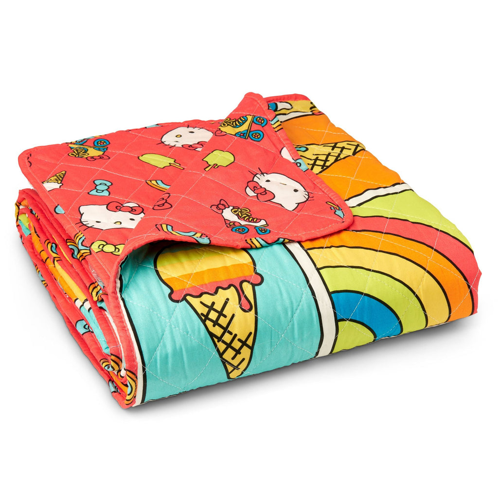 Hello-Kitty Rainbow Red Twin Quilted Blanket 60 x 90 inches