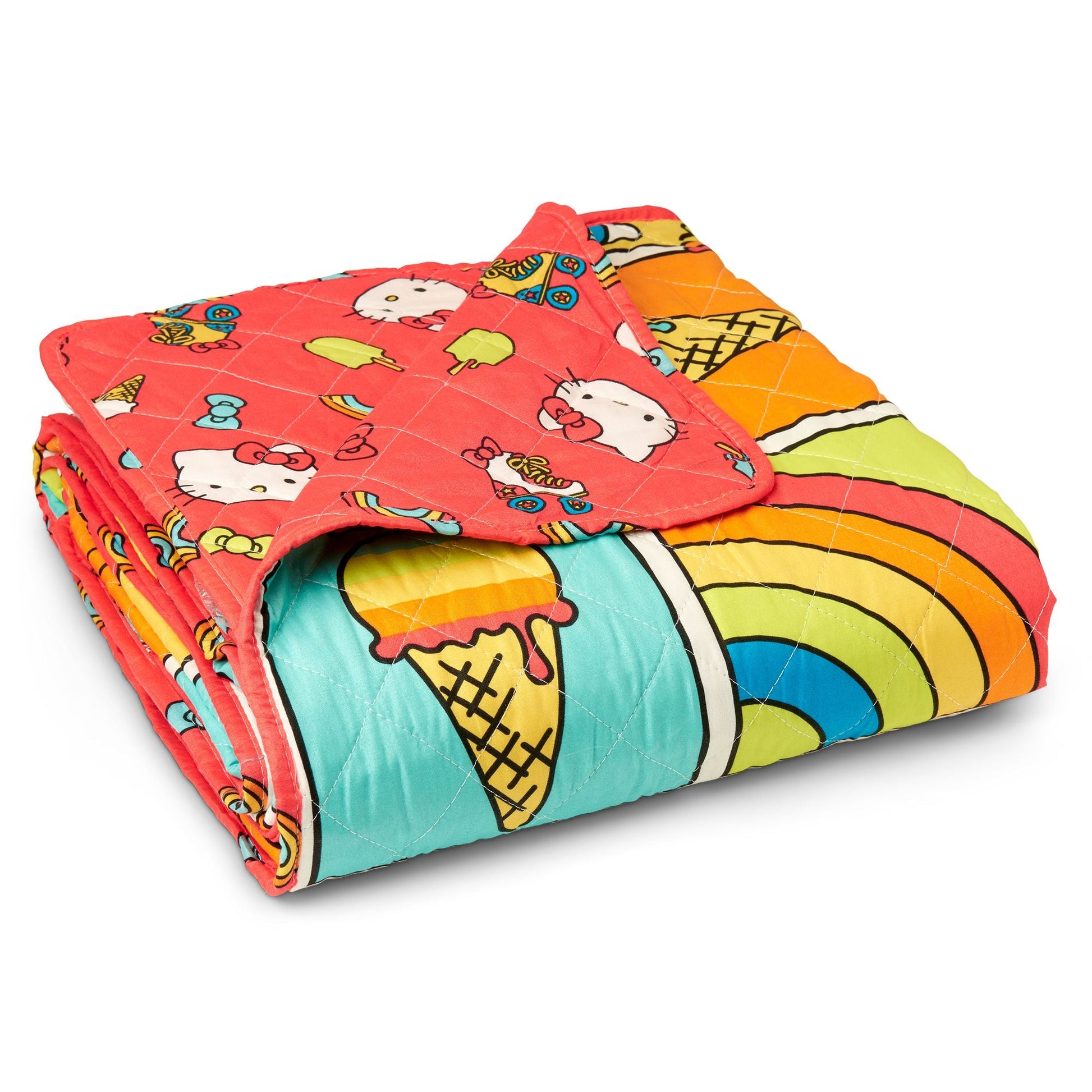 Hello-Kitty Rainbow Red Twin Quilted Blanket 60 x 90 inches