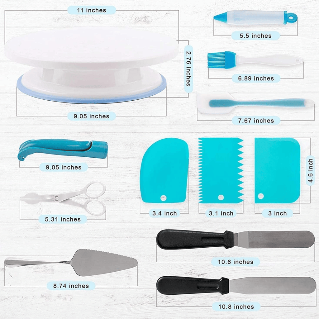 Deluxe Cake Decorating Set - Unleash your pastry potential, premium rotating cake turntable, wide range of 48 decorating nozzles, 3-pack springform cake pan, total of 390 accessories