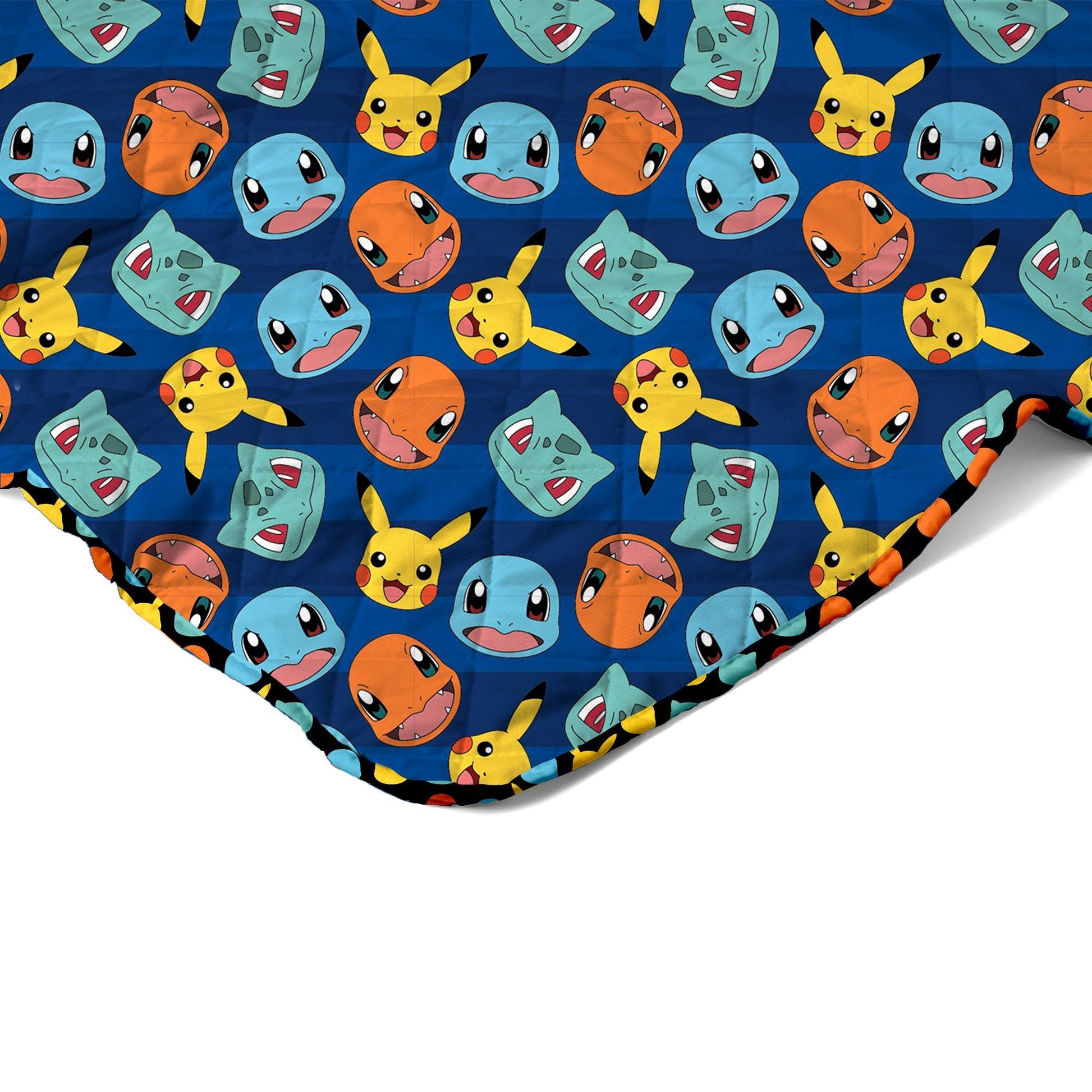 Pokemon Striped Favorites Full/Queen Quilted Blanket 90 x 90 inches