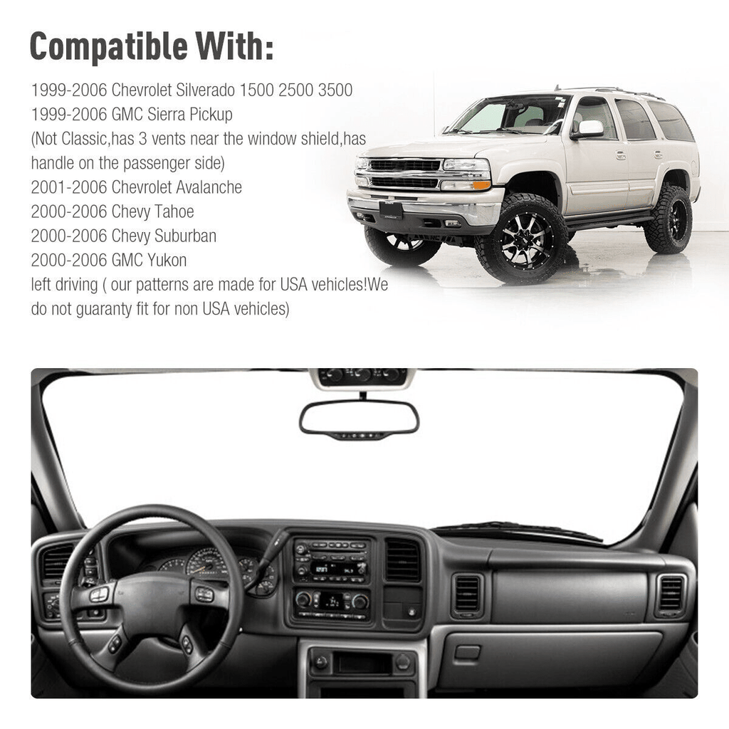 Car Dash Cover Mat Dashboard Pad for Chevy Silverado 1500 2500 Tahoe 2001-2006