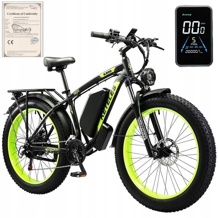 Electric Bike KETELES 48V 23AH Dual Motor 1000W*2 26"*4.0 MTB