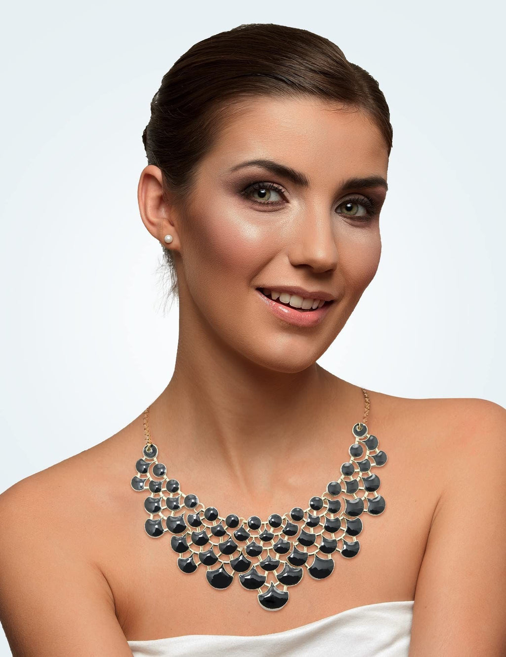 Jane Stone Fashion Statement Collar Necklace Vintage Openwork Bib Costume Jewelry