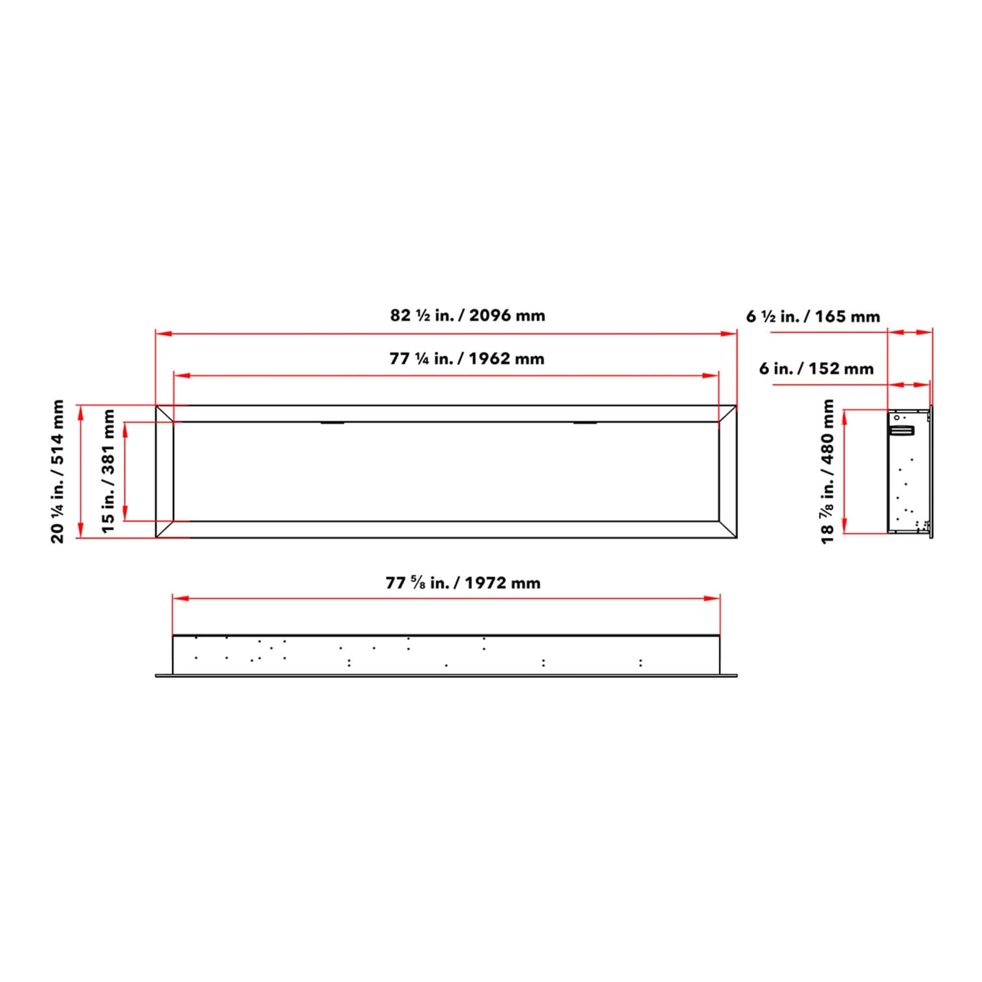 Dynasty Cascade 82-Inch Recessed Linear Electric Fireplace [DY-BTX82] (SAK30567)