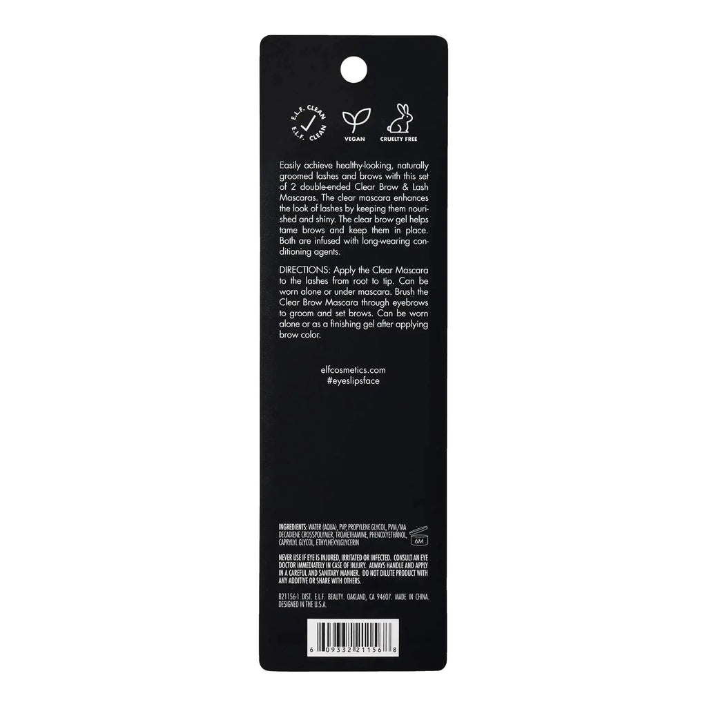 e.l.f. Clear Lash & Brow Mascara 2-Pack | Conditioning Clear Brow & Lash Gel for Grooming