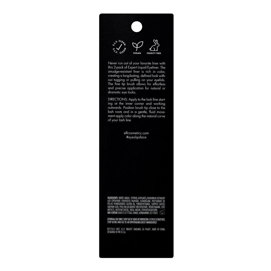 e.l.f. Expert Liquid Liner | High-Pigmented, Extra-Fine Liquid Eyeliner | Long-Lasting, Vegan & Cruelty-Free