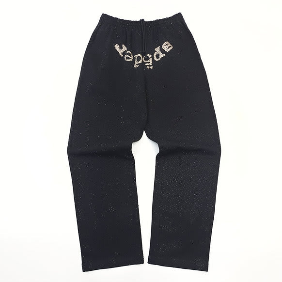 Sp5der SS25 VVS Webstone AOP Sweatpants in Black