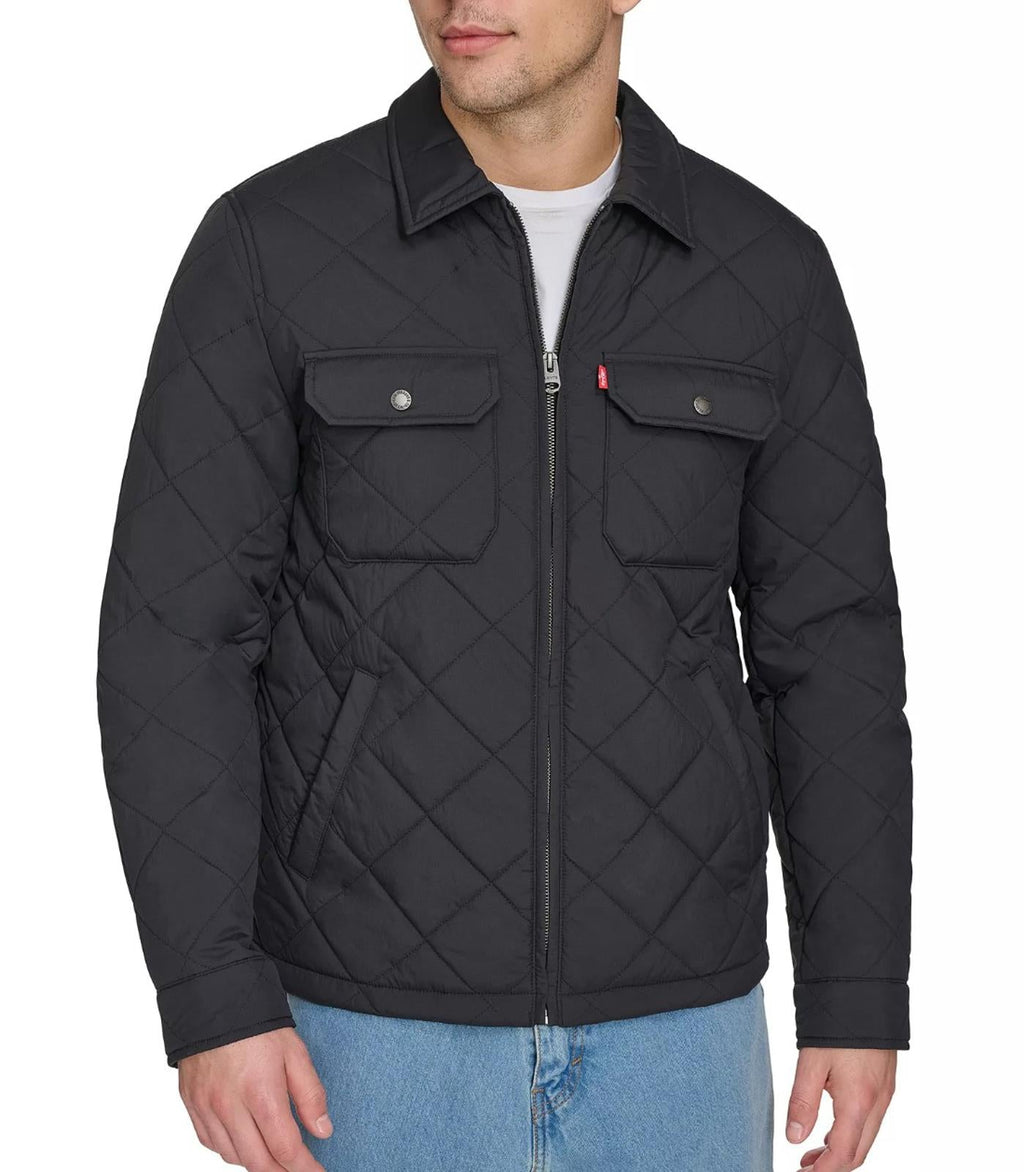 Levi's Men's Quilted Black Jacket with Front Pockets