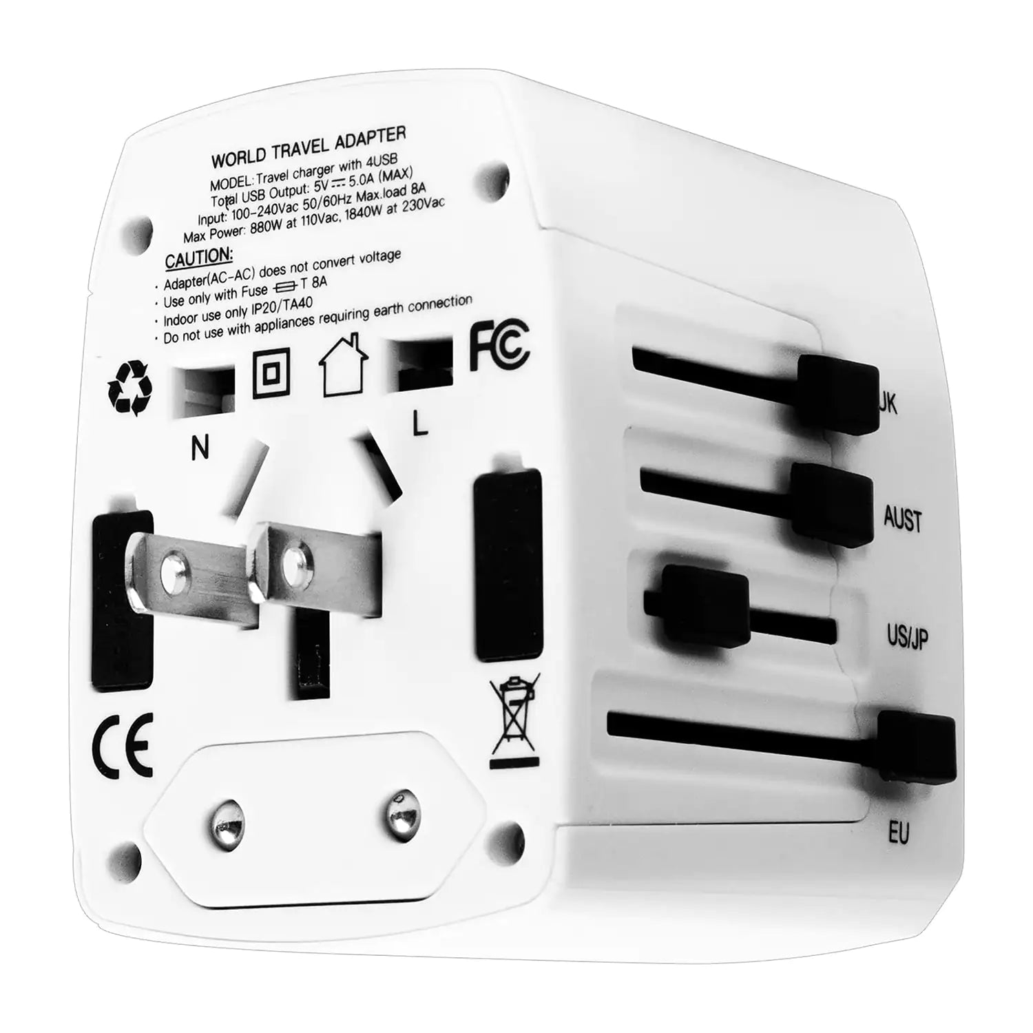 Universal Travel Adapter International Power Adapters 3 Pack Multicharger Plug w 4 USB Ports
