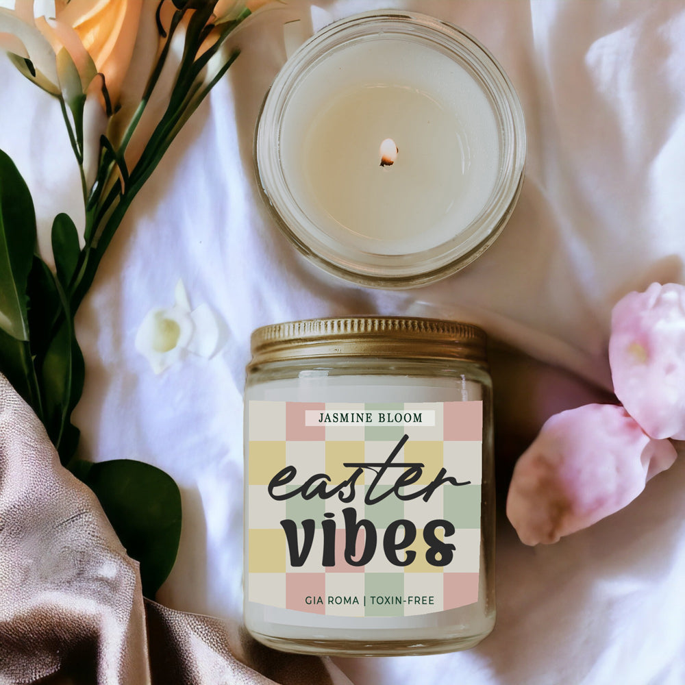 Jasmine Bloom Easter Floral Scented Candle, Jasmine Perfume Soy Candle