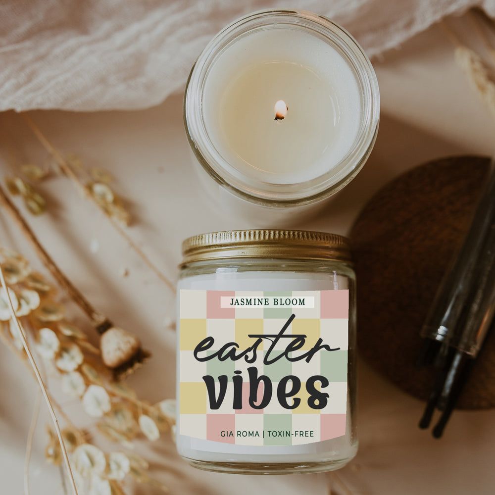 Jasmine Bloom Easter Floral Scented Candle, Jasmine Perfume Soy Candle