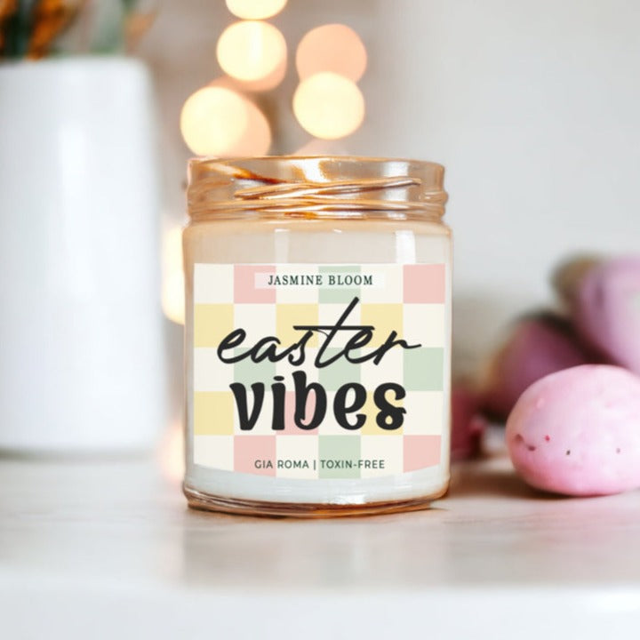 Jasmine Bloom Easter Floral Scented Candle, Jasmine Perfume Soy Candle