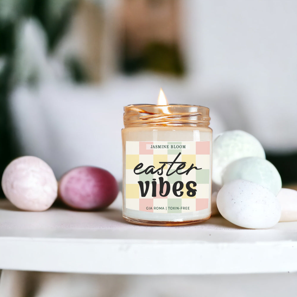Jasmine Bloom Easter Floral Scented Candle, Jasmine Perfume Soy Candle