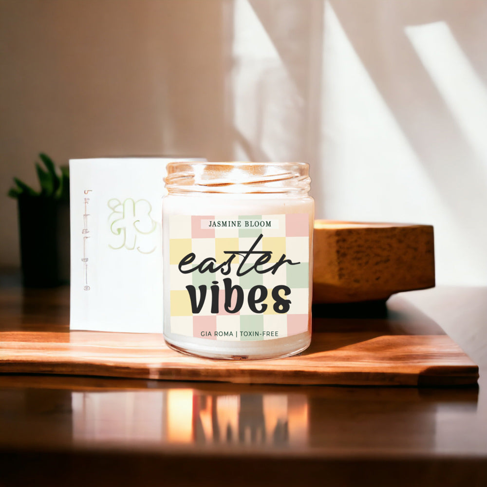 Jasmine Bloom Easter Floral Scented Candle, Jasmine Perfume Soy Candle