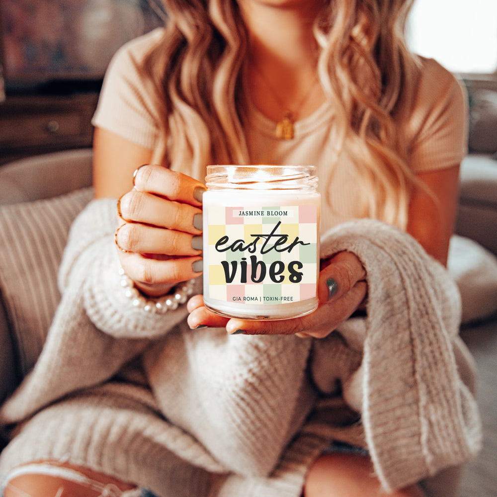 Jasmine Bloom Easter Floral Scented Candle, Jasmine Perfume Soy Candle