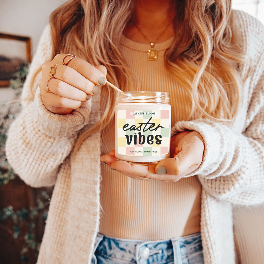 Jasmine Bloom Easter Floral Scented Candle, Jasmine Perfume Soy Candle