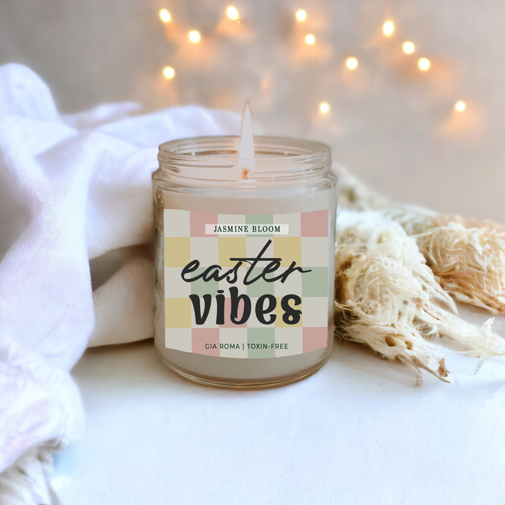 Jasmine Bloom Easter Floral Scented Candle, Jasmine Perfume Soy Candle