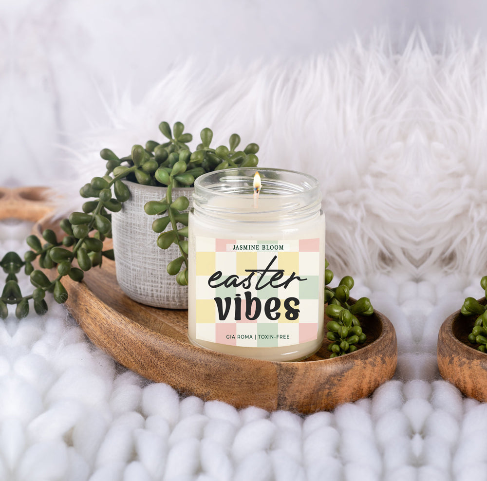 Jasmine Bloom Easter Floral Scented Candle, Jasmine Perfume Soy Candle