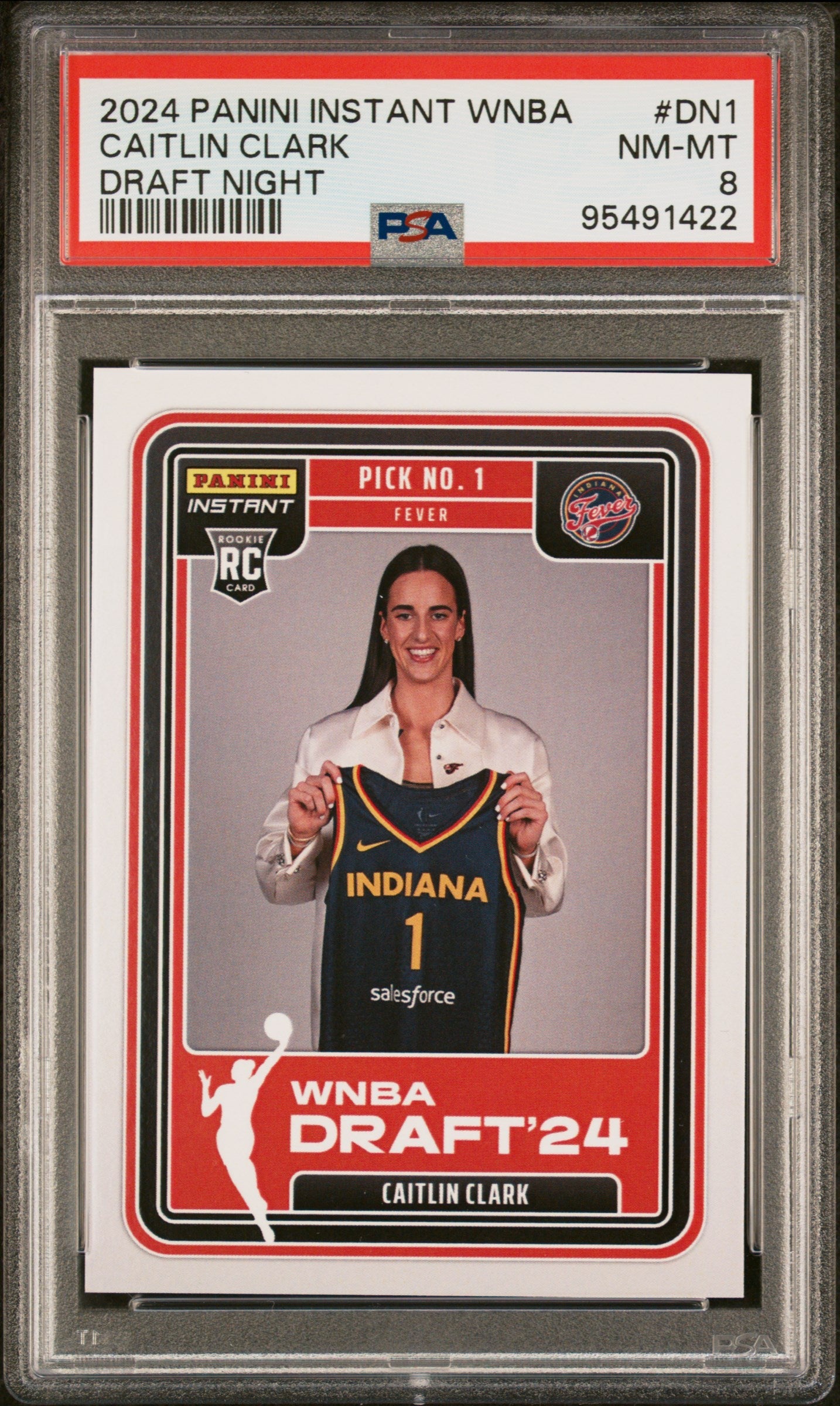 Graded 2024 Panini Instant WNBA Caitlin Clark #DN1 Draft Night Rookie RC Basketball Card PSA 8 Near Mint