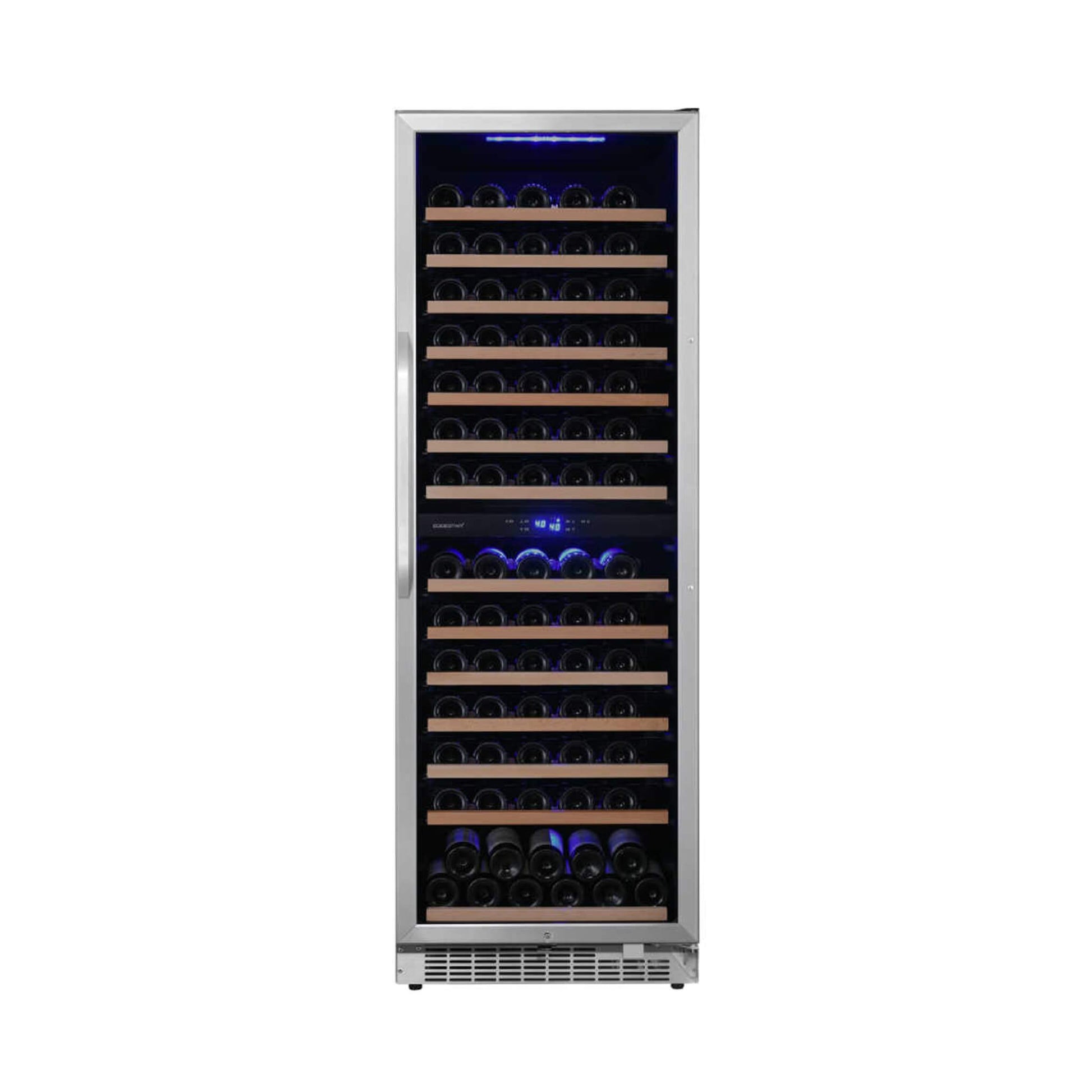 Edgestar 24-Inch 141 Bottle Capacity Freestanding Dual Zone Wine Cooler With Interior Lighting [CWR1552DZ] (SAK49245)