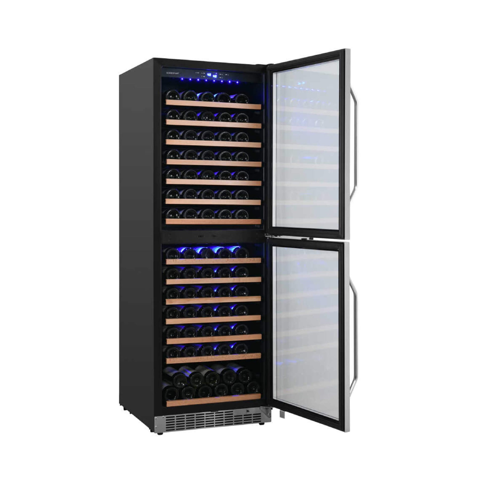 Edgestar 24-Inch 142 Bottle Built-In Dual Zone Double Door Wine Cooler With Door Lock [CWR1553DD] (SAK30742)