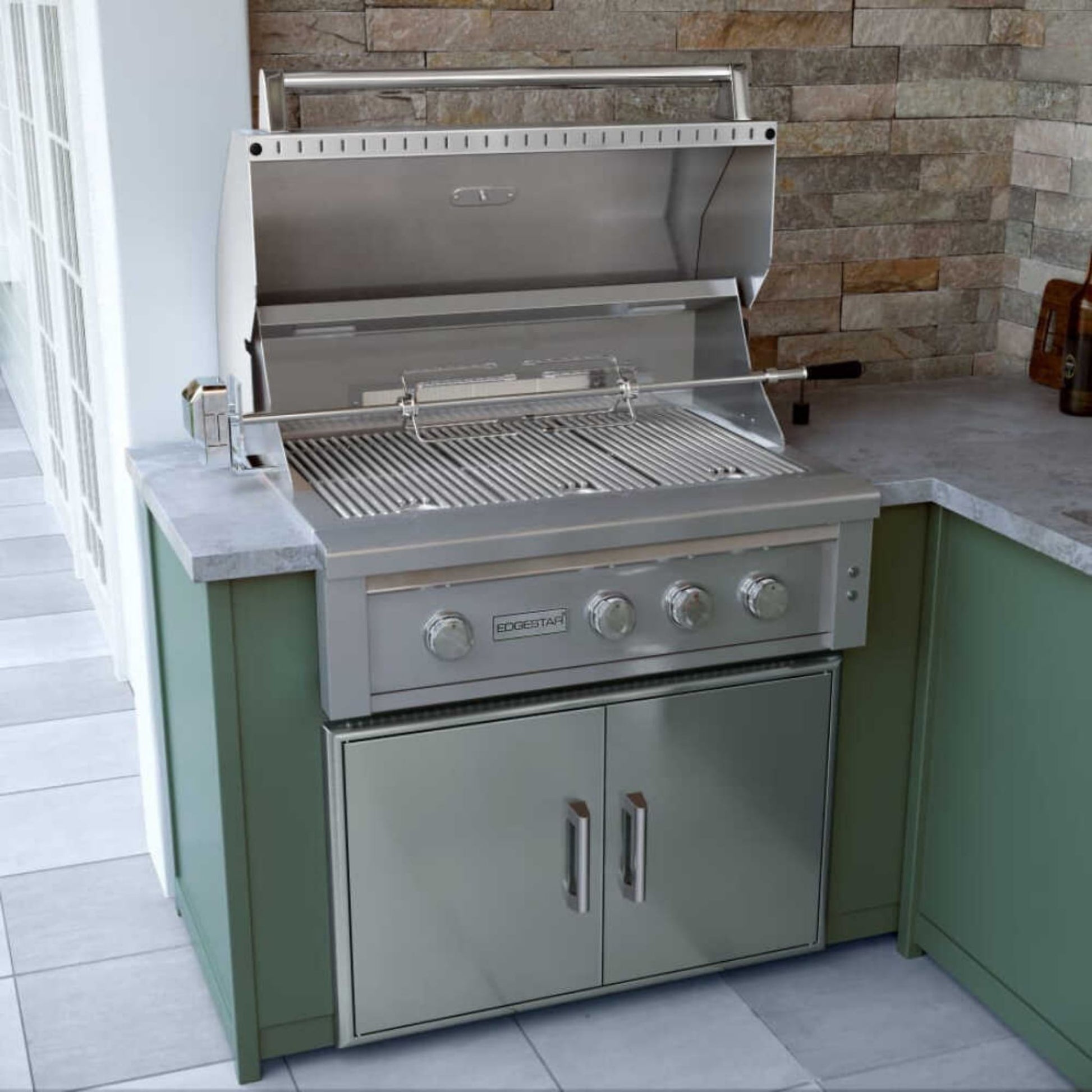 Edgestar 89K BTU 36-Inch Wide Natural Gas Built In Grill With Insulated Jacket And Double Access Doors [GRL360IBKITNG] (SAK31258)