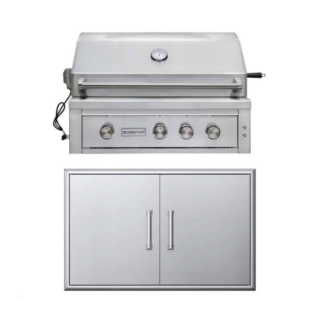Edgestar 89K BTU 36-Inch Wide Natural Gas Built In Grill With Insulated Jacket And Double Access Doors [GRL360IBKITNG] (SAK31258)
