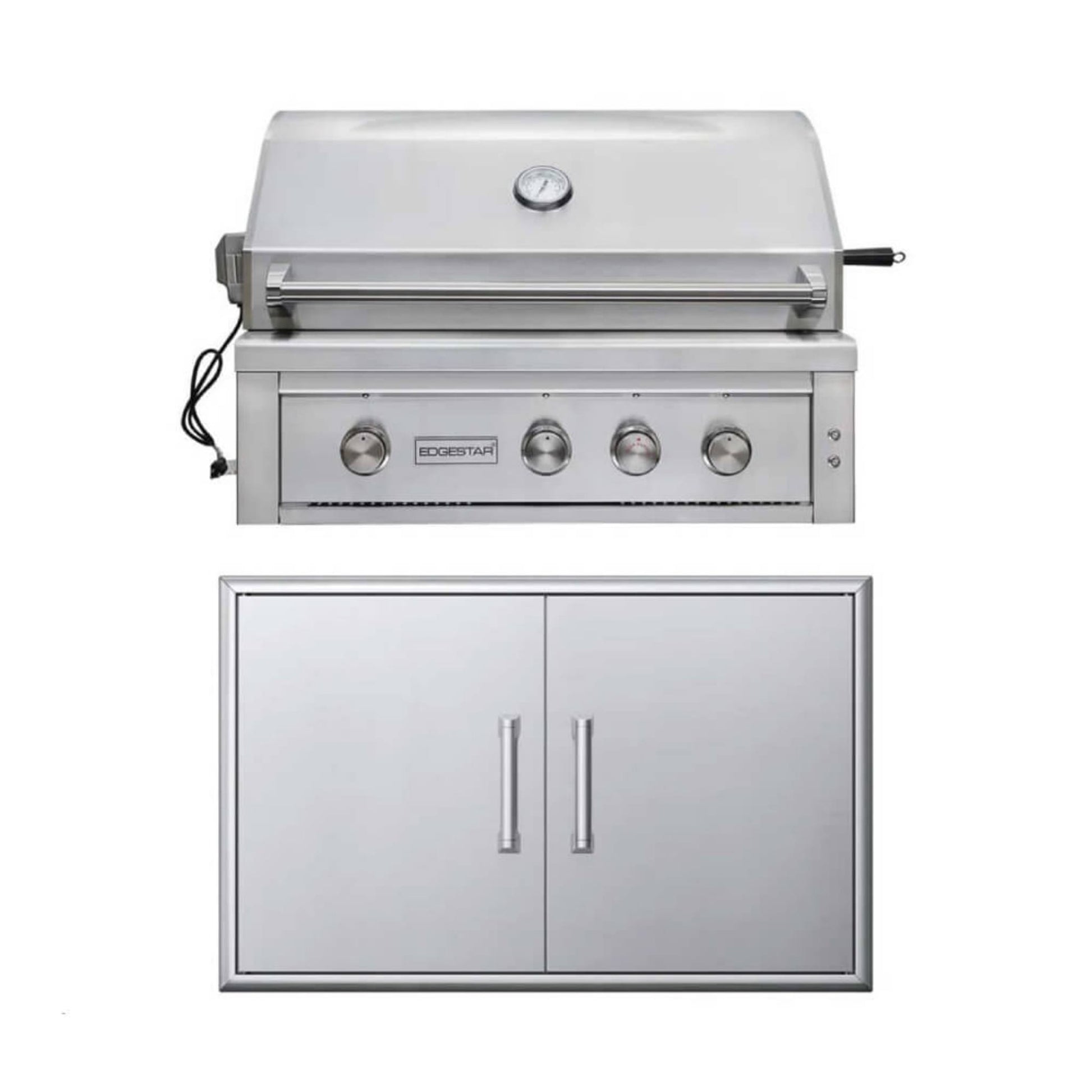 Edgestar 89K BTU 36-Inch Wide Natural Gas Built In Grill With Insulated Jacket And Double Access Doors [GRL360IBKITNG] (SAK31258)
