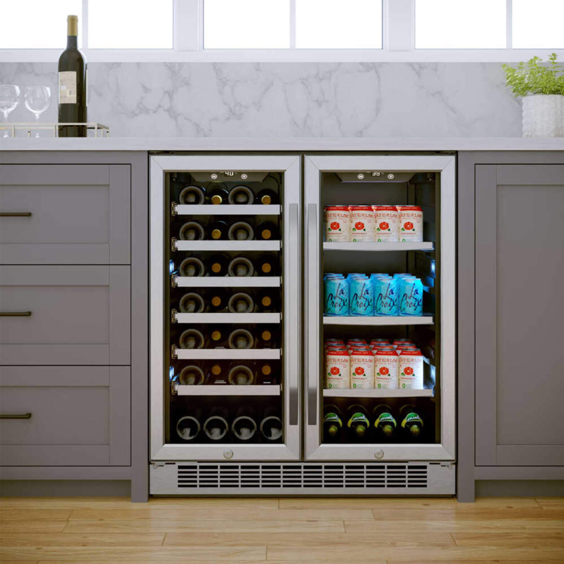 Edgestar 30-Inch Wide 28 Bottle Built In Dual Zone Beverage Center With 86 Can Capacity (SAK35972)