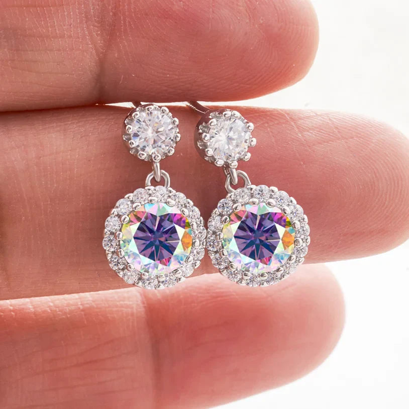 1ct Moissanite Drop Earrings For Women Sterling S925 18K White Gold Plated