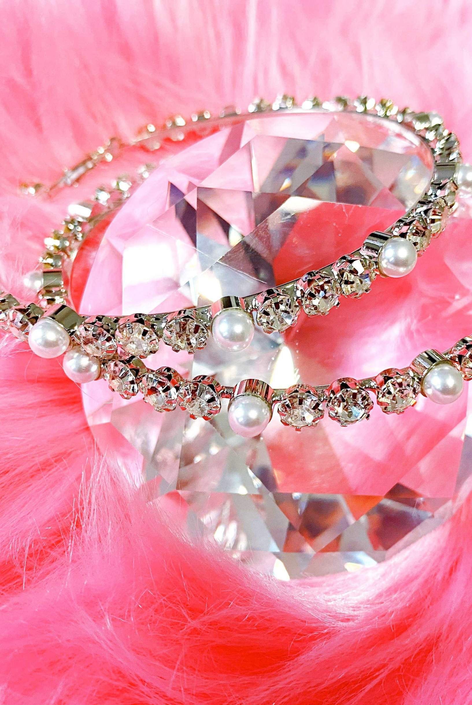 Embellished Large Hoop Earrings With Pearls And Crystals