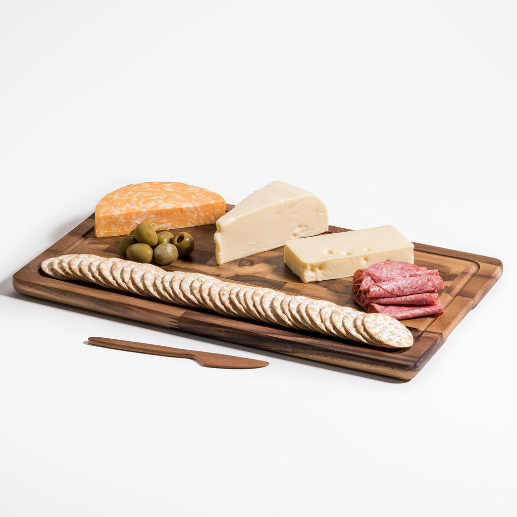 End Grain Large Cheeseboard With Acacia Knife Charcuterie Serving Platter