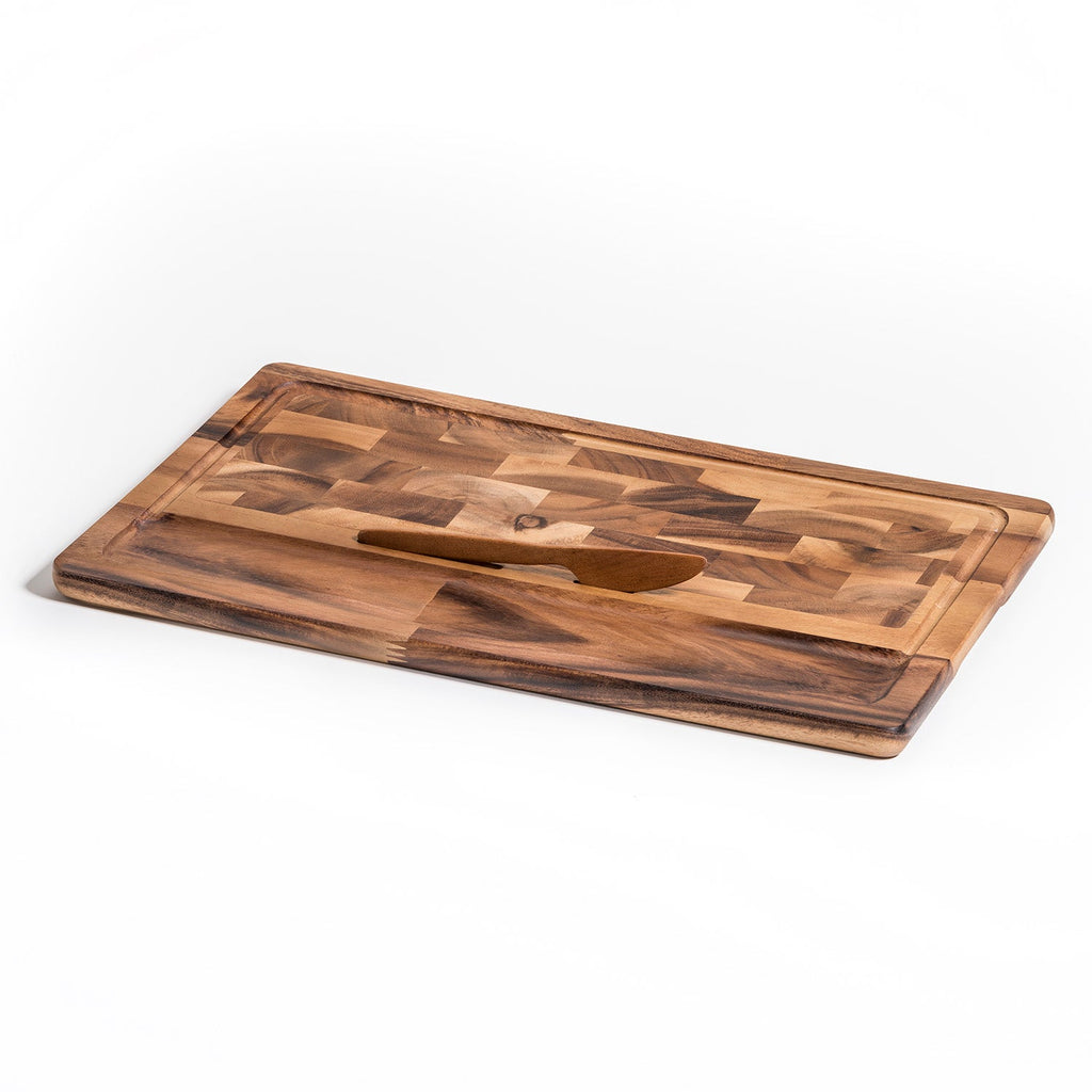 End Grain Large Cheeseboard With Acacia Knife Charcuterie Serving Platter