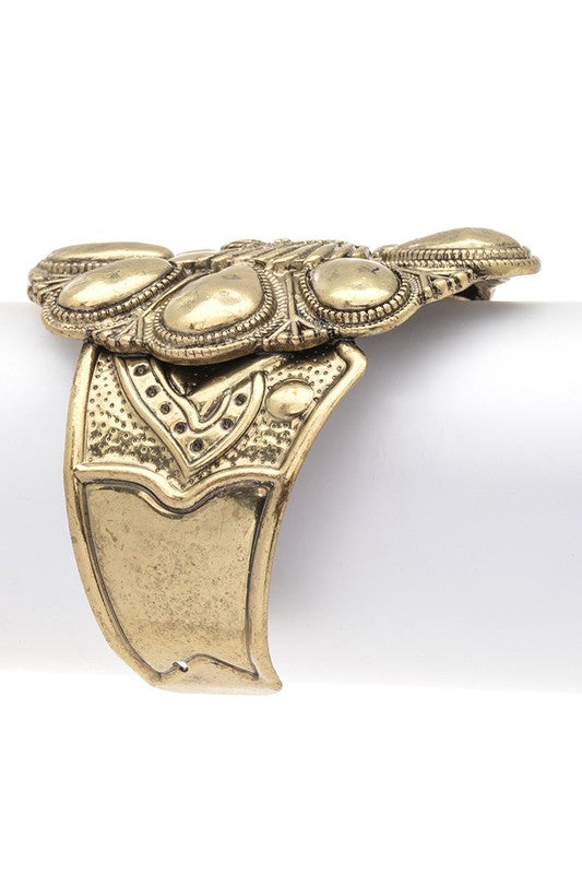 Engraved Brass Western Cuff Bracelet Boho Cowgirl Jewelry