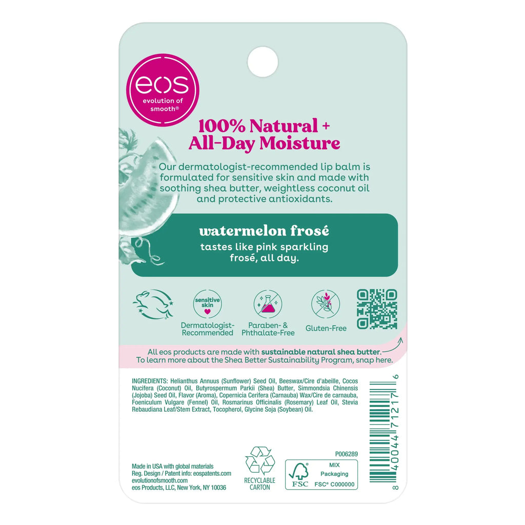 eos 100% Natural Lip Balm, Watermelon Frosé, All-Day Moisture, Lip Care Products, 0.14 oz, 2-Pack Watermelon Frosé