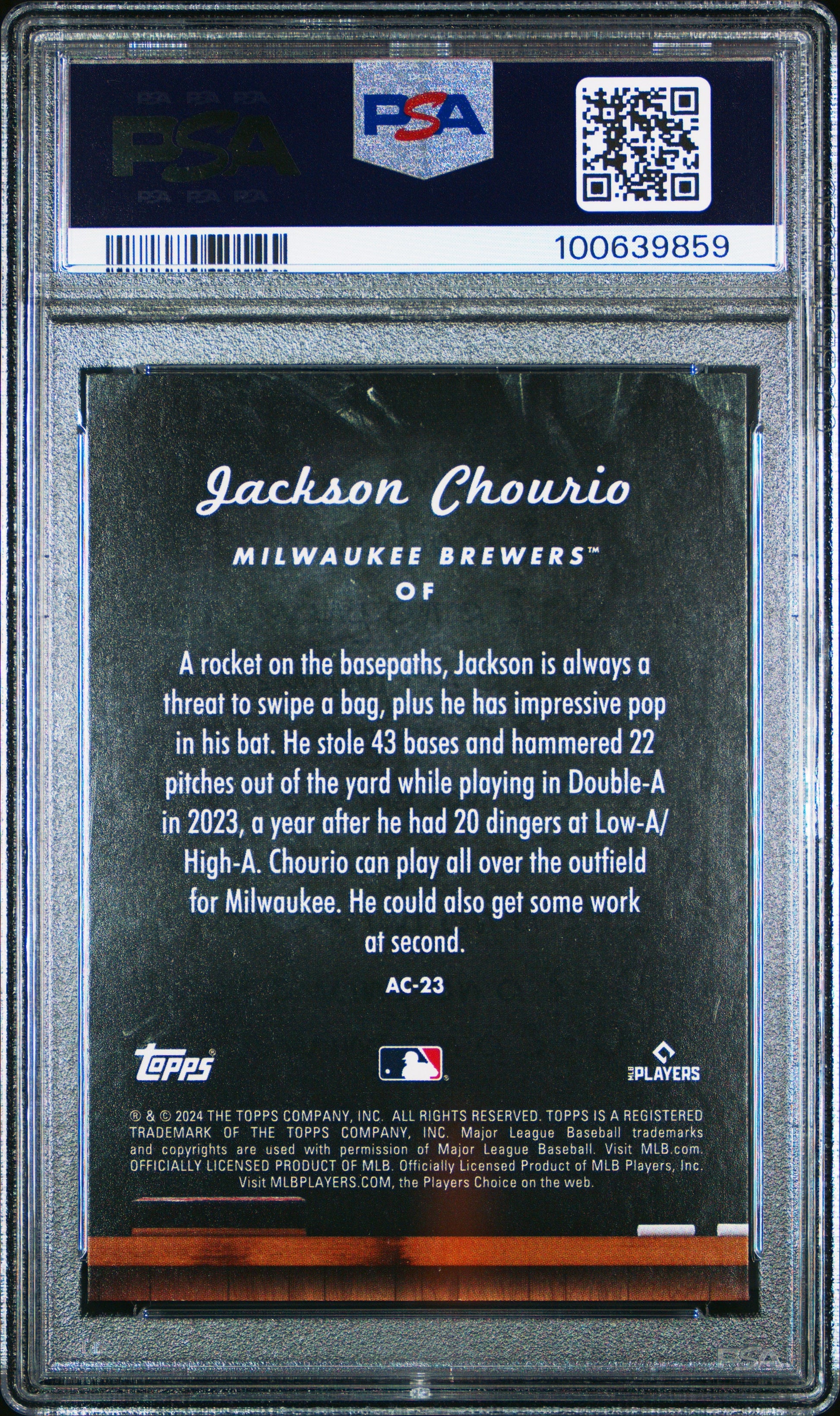 Graded 2024 Topps Update Jackson Chourio #AC23 All Class Rookie RC Baseball Card PSA 10 Gem Mint