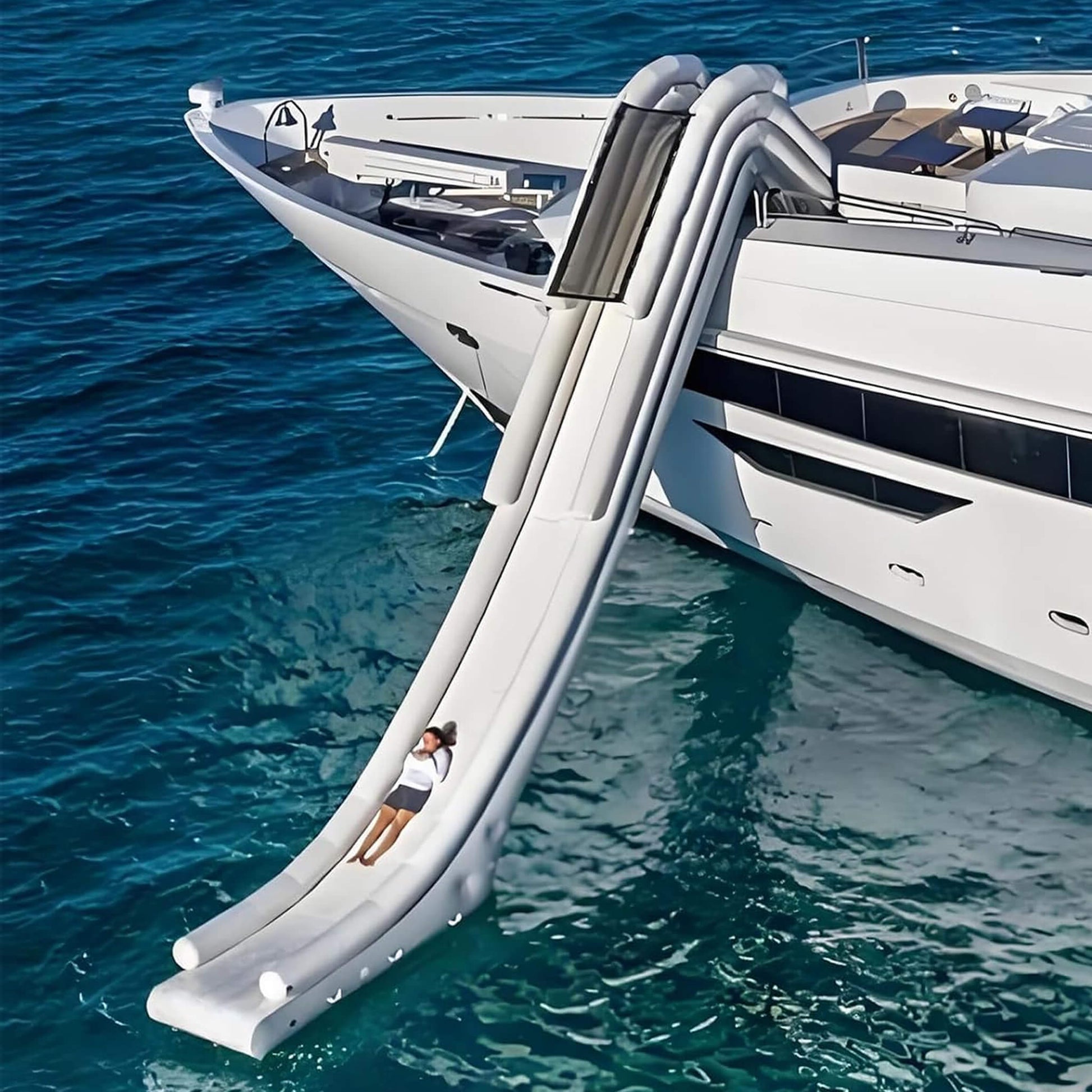 Extra-Large Inflatable Floating Yacht Water Slide With Air Pump And Protection Net [Made-To-Order] (SAK97618)