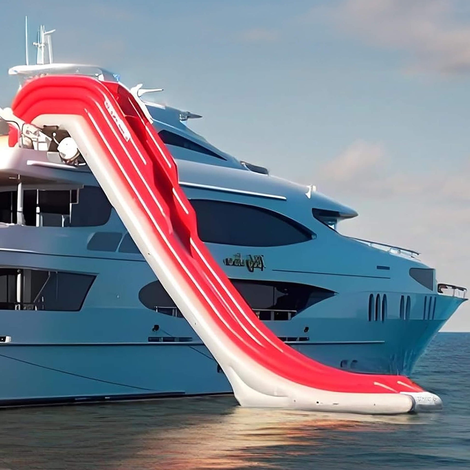 Extra-Large Inflatable Heavy-Duty Yacht Water Slide With Air Pump And Protection Net [Made-To-Order] (SAK23694)