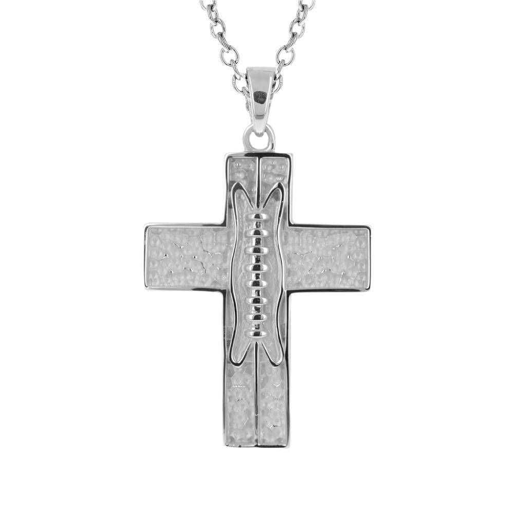 Pigskin Football Cross Necklace | Stainless Steel