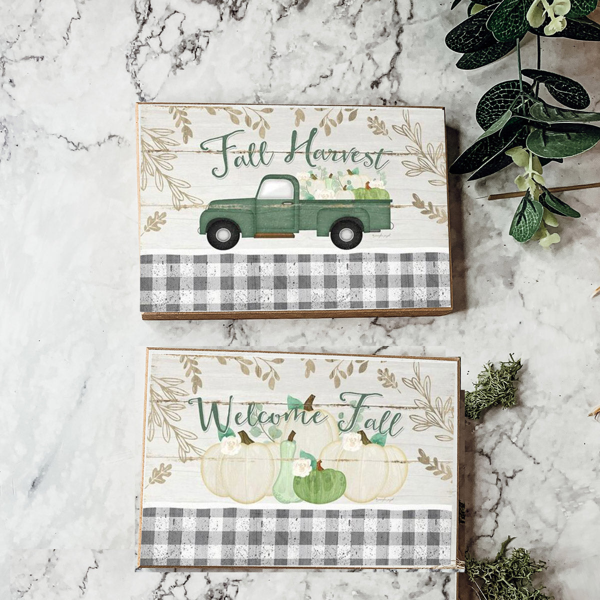 Fall Harvest Wooden Tiered Tray Sign 6x4x1 Rustic Halloween Home Decor